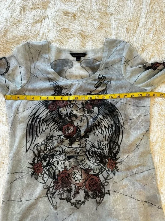 Rock & Republic Women’s Floral Gray Long Sleeve Top Size: Large - Picture 4 of 7